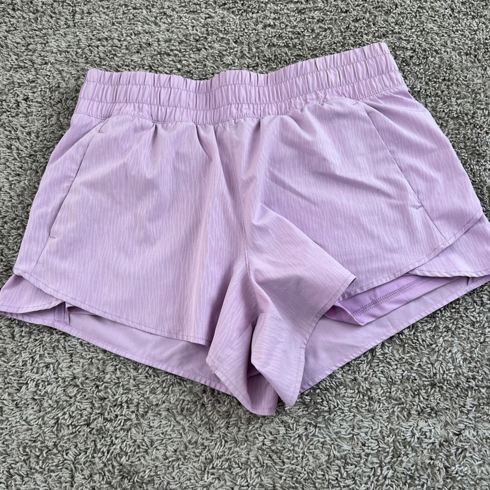 Avia Athletic Shorts Women Lavender Textured Waistband Built in Liner Size L
